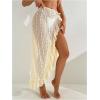 imageSOLY HUX Womens Sheer Swim Cover Up Skirt Ruffle Split Asymmetrical Hem Beach Bathing Suit Cover UpSolid Beige