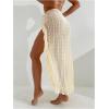 imageSOLY HUX Womens Sheer Swim Cover Up Skirt Ruffle Split Asymmetrical Hem Beach Bathing Suit Cover UpSolid Beige