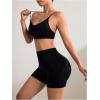 imageSOLY HUX Workout Sets for Women 3 Piece Outfits Seamless Sports Bra and High Waisted Shorts with Bolero Crop TopPure Black