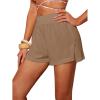 imageSOLY HUX Swim Cover Up Shorts for Women Sheer Split Bikini Shorts Beach SwimwearSolid Khaki