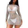 imageSOLY HUX Womens 3 Piece Swimsuit Halter Triangle Bikini Sets Bathing Suit with Hollow Out Cover UpSolid White