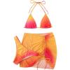 imageSOLY HUX Womens 3 Piece Swimsuit Ombre Halter Triangle Bikini Set Bathing Suit with Cover Up Beach SkirtOrange Ombre