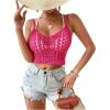 imageSOLY HUX Womens Beach Cover Up Summer Hollow Out Sleeveless Swim Bikini Swimsuit Cover Up TopSolid Hotpink
