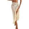 imageSOLY HUX Womens Sheer Swim Cover Up Skirt Ruffle Split Asymmetrical Hem Beach Bathing Suit Cover UpSolid Beige