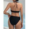 imageSOLY HUX Womens 3 Piece Bikini Set Ring Linked High Cut Halter Swimsuit with Cover Up SkirtPure Black