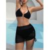 imageSOLY HUX Womens 3 Piece Bikini Set Ring Linked High Cut Halter Swimsuit with Cover Up SkirtPure Black