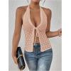 imageSOLY HUX Womens Crochet Tie Front Halter Neck Crop Camisole Top Swimsuit Cover Up BeachwearDusty Pink