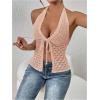 imageSOLY HUX Womens Crochet Tie Front Halter Neck Crop Camisole Top Swimsuit Cover Up BeachwearDusty Pink