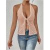 imageSOLY HUX Womens Crochet Tie Front Halter Neck Crop Camisole Top Swimsuit Cover Up BeachwearDusty Pink