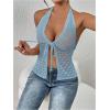 imageSOLY HUX Womens Crochet Tie Front Halter Neck Crop Camisole Top Swimsuit Cover Up BeachwearMint Blue