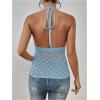 imageSOLY HUX Womens Crochet Tie Front Halter Neck Crop Camisole Top Swimsuit Cover Up BeachwearMint Blue