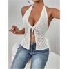 imageSOLY HUX Womens Crochet Tie Front Halter Neck Crop Camisole Top Swimsuit Cover Up BeachwearSolid White