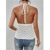 imageSOLY HUX Womens Crochet Tie Front Halter Neck Crop Camisole Top Swimsuit Cover Up BeachwearSolid White