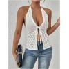 imageSOLY HUX Womens Crochet Tie Front Halter Neck Crop Camisole Top Swimsuit Cover Up BeachwearSolid White