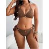 imageSOLY HUX Womens Plus Size Bathing Suits 3 Piece Swimsuits Triangle String Bikini with Cover Up SkirtsCoffee Brown