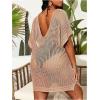 imageSOLY HUX Womens Plus Size Cover Up Dress Hollow Out V Neck Short Sleeve Bathing Suit SwimsuitPlain Khaki
