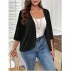imageSOLY HUX Womens Plus Size Open Front Cardigan Lightweight 34 Sleeve Casual Summer CardigansSolid Black