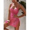 imageSOLY HUX Womens Spaghetti Strap Hollow Out Split Hem Beach Swimsuit Bikini Cover UpHotpink Plain