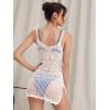 imageSOLY HUX Womens Spaghetti Strap Hollow Out Split Hem Beach Swimsuit Bikini Cover UpKnitted Pure White