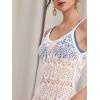 imageSOLY HUX Womens Spaghetti Strap Hollow Out Split Hem Beach Swimsuit Bikini Cover UpKnitted Pure White