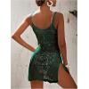 imageSOLY HUX Womens Spaghetti Strap Hollow Out Split Hem Beach Swimsuit Bikini Cover UpPlain Dark Green