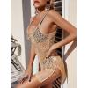 imageSOLY HUX Womens Spaghetti Strap Hollow Out Split Hem Beach Swimsuit Bikini Cover UpPlain Khaki