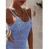imageSOLY HUX Womens Spaghetti Strap Hollow Out Split Hem Beach Swimsuit Bikini Cover UpPlain Light Blue