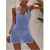 imageSOLY HUX Womens Spaghetti Strap Hollow Out Split Hem Beach Swimsuit Bikini Cover UpPlain Light Blue