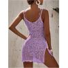 imageSOLY HUX Womens Spaghetti Strap Hollow Out Split Hem Beach Swimsuit Bikini Cover UpPlain Lilac Purple