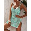 imageSOLY HUX Womens Spaghetti Strap Hollow Out Split Hem Beach Swimsuit Bikini Cover UpPlain Mint Green