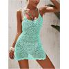 imageSOLY HUX Womens Spaghetti Strap Hollow Out Split Hem Beach Swimsuit Bikini Cover UpPlain Mint Green