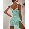 imageSOLY HUX Womens Spaghetti Strap Hollow Out Split Hem Beach Swimsuit Bikini Cover UpPlain Mint Green