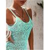 imageSOLY HUX Womens Spaghetti Strap Hollow Out Split Hem Beach Swimsuit Bikini Cover UpPlain Mint Green