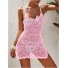 imageSOLY HUX Womens Spaghetti Strap Hollow Out Split Hem Beach Swimsuit Bikini Cover UpPlain Pink