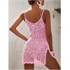 imageSOLY HUX Womens Spaghetti Strap Hollow Out Split Hem Beach Swimsuit Bikini Cover UpPlain Pink