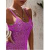 imageSOLY HUX Womens Spaghetti Strap Hollow Out Split Hem Beach Swimsuit Bikini Cover UpPlain Red Violet