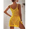 imageSOLY HUX Womens Spaghetti Strap Hollow Out Split Hem Beach Swimsuit Bikini Cover UpPlain Yellow