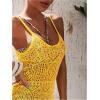 imageSOLY HUX Womens Spaghetti Strap Hollow Out Split Hem Beach Swimsuit Bikini Cover UpPlain Yellow