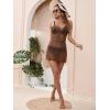imageSOLY HUX Womens Spaghetti Strap Hollow Out Split Hem Beach Swimsuit Bikini Cover UpRust Brown