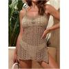 imageSOLY HUX Womens Spaghetti Strap Hollow Out Split Hem Beach Swimsuit Bikini Cover UpSolid Khaki
