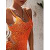 imageSOLY HUX Womens Spaghetti Strap Hollow Out Split Hem Beach Swimsuit Bikini Cover UpSolid Orange