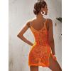 imageSOLY HUX Womens Spaghetti Strap Hollow Out Split Hem Beach Swimsuit Bikini Cover UpSolid Orange