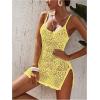 imageSOLY HUX Womens Spaghetti Strap Hollow Out Split Hem Beach Swimsuit Bikini Cover UpYellow Plain