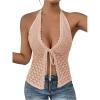 imageSOLY HUX Womens Crochet Tie Front Halter Neck Crop Camisole Top Swimsuit Cover Up BeachwearDusty Pink