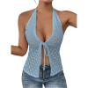 imageSOLY HUX Womens Crochet Tie Front Halter Neck Crop Camisole Top Swimsuit Cover Up BeachwearMint Blue