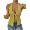 imageSOLY HUX Womens Crochet Tie Front Halter Neck Crop Camisole Top Swimsuit Cover Up BeachwearMint Green