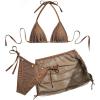 imageSOLY HUX Womens Plus Size Bathing Suits 3 Piece Swimsuits Triangle String Bikini with Cover Up SkirtsCoffee Brown