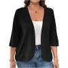 imageSOLY HUX Womens Plus Size Open Front Cardigan Lightweight 34 Sleeve Casual Summer CardigansSolid Black