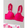 imageSOLY HUX Bathing Suit for Women 3 Piece Swimsuits Push Up Frill Trim Bikini Set with Cover Up ShortsHotpink Leaf