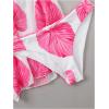 imageSOLY HUX Bathing Suit for Women 3 Piece Swimsuits Push Up Frill Trim Bikini Set with Cover Up ShortsHotpink Leaf